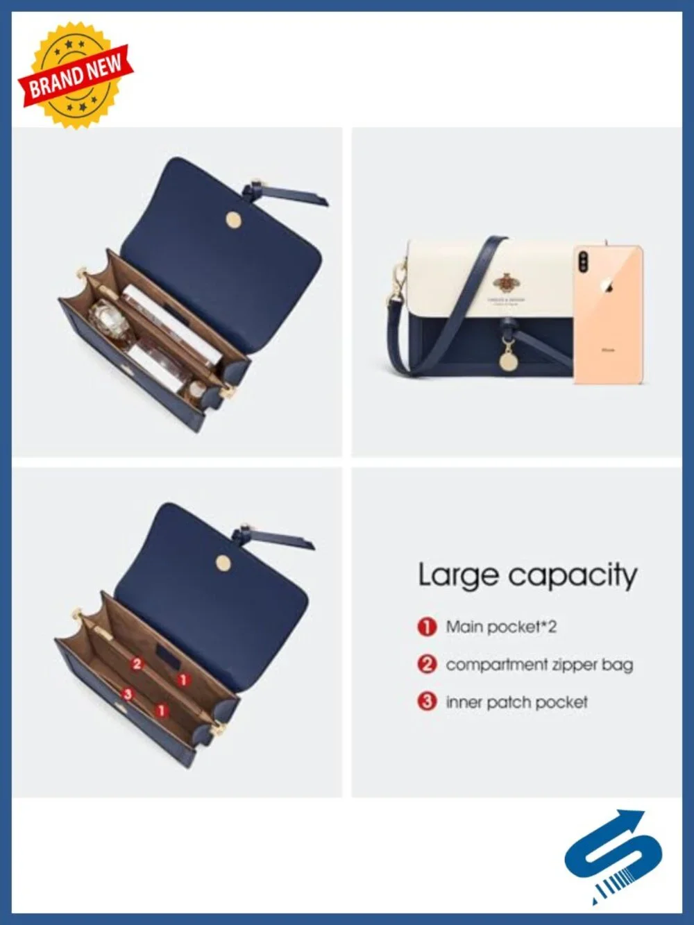 Genuine Leather Small Crossbody Cell Phone Purse with Adjustable Strap
